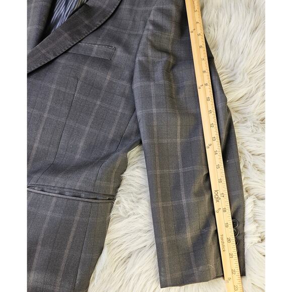 Bertolini Smart Wool Silk Blend Men’s Suit Jacket 46R Pants 40W 46/40 Windowpane - Picture 14 of 16